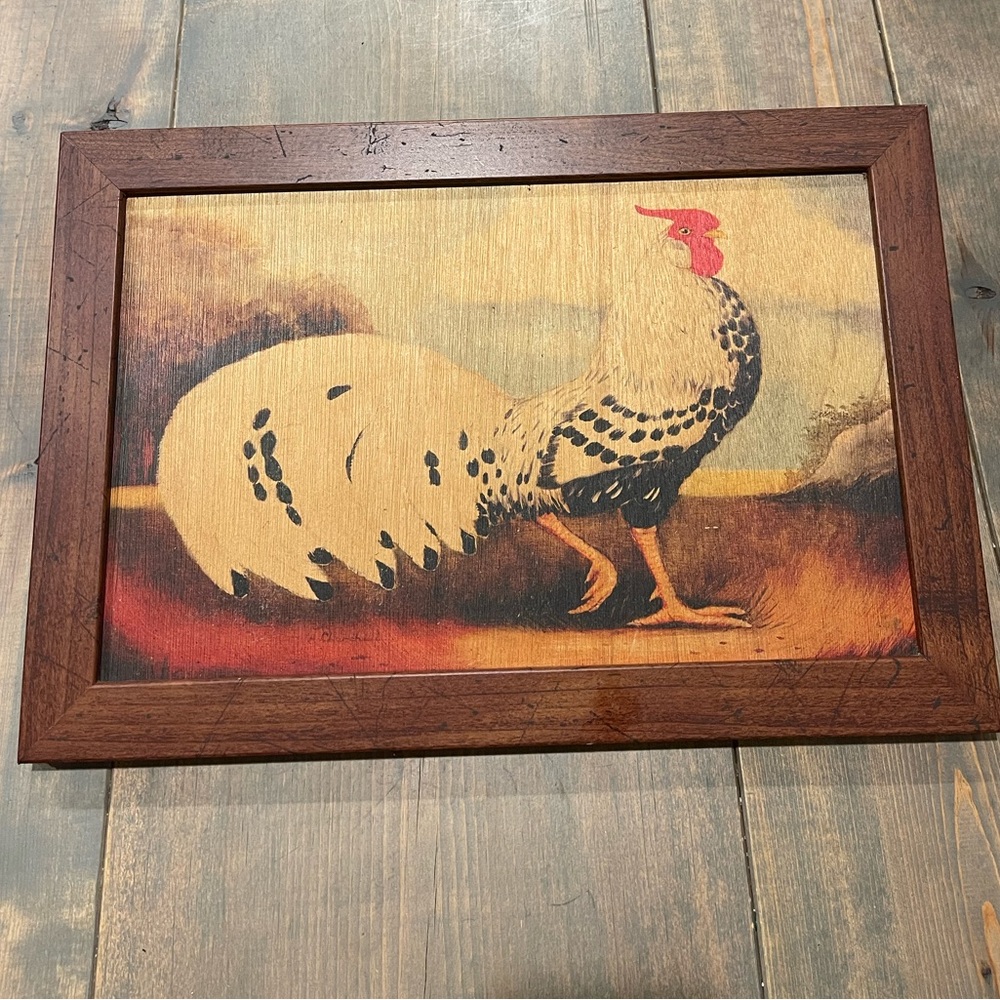 French Roosters 2000 #1 Of 2 Antique Folk Art Wood Art By Alexandra Churchill